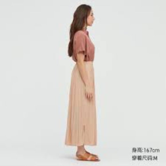 Uniqlo - Washer Pastel Orange Satin Skirt Pant Wide Leg Pull On - Size XS - Picture 7 of 15